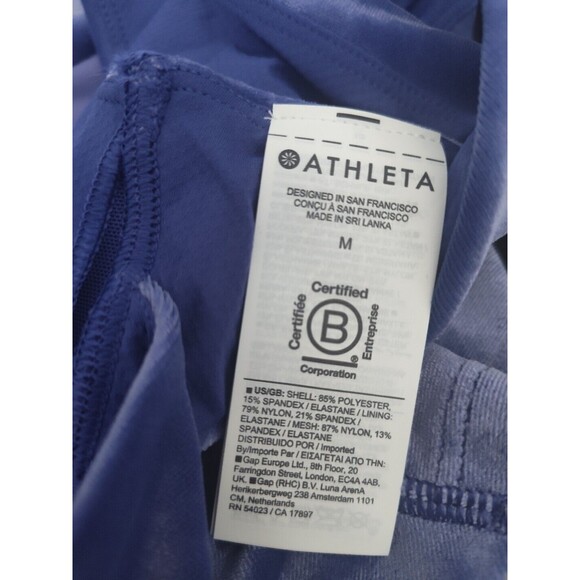 New Athleta Medium Purple Velvet Cut Out Crop Top Stretch Built In Bra Cups D-DD - Picture 10 of 11